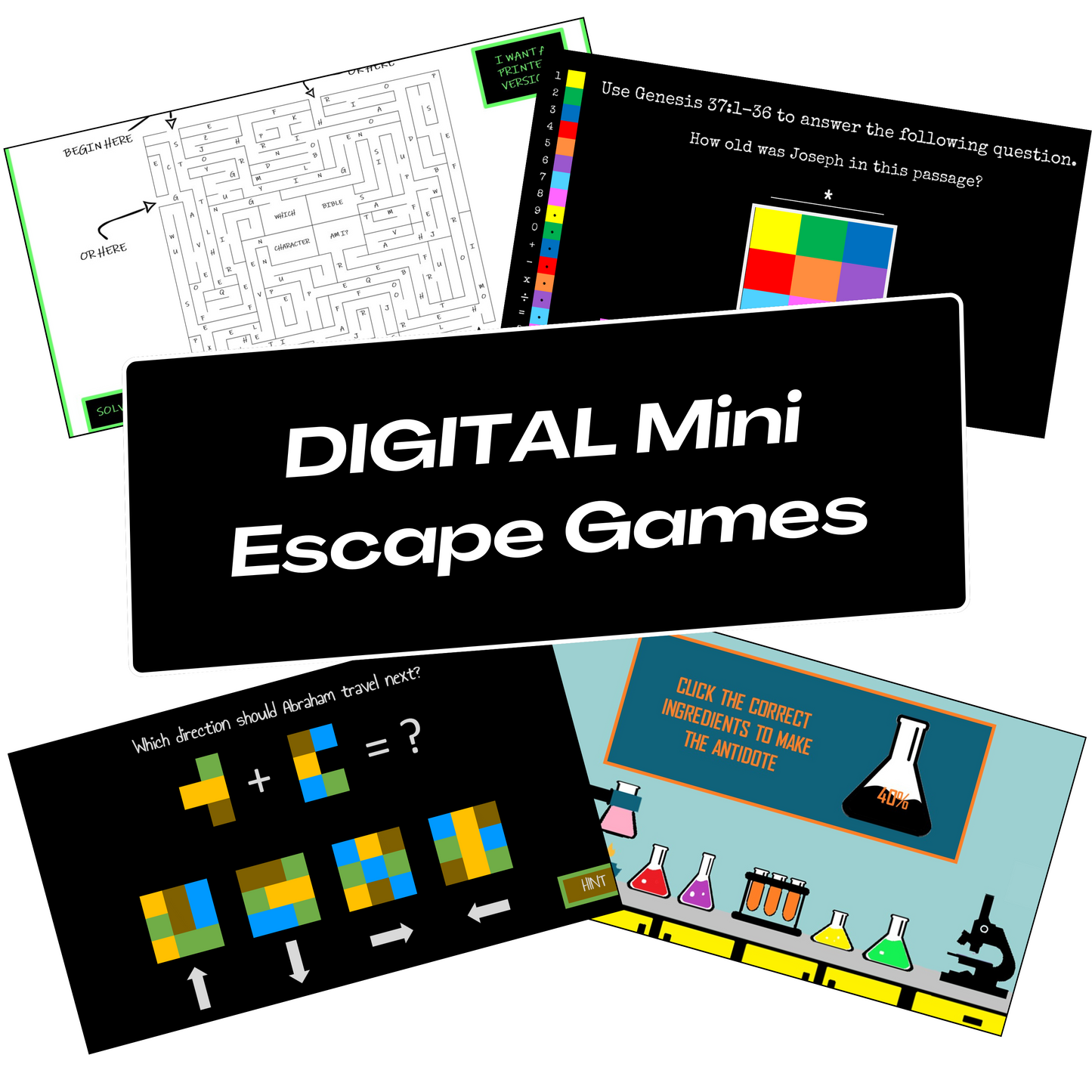 Genesis Quick Bible Quest: A Bundle of FOUR Mini Digital Escape Room Games
