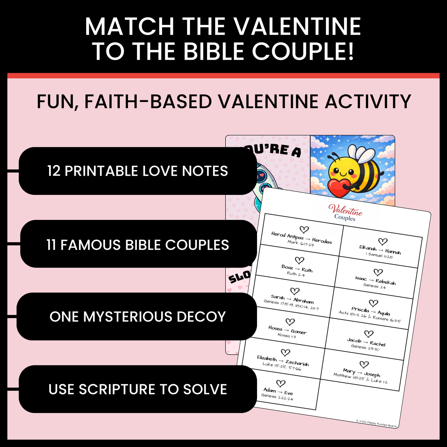 Bible Couples Valentine's Day Activity | Scripture Matching Game